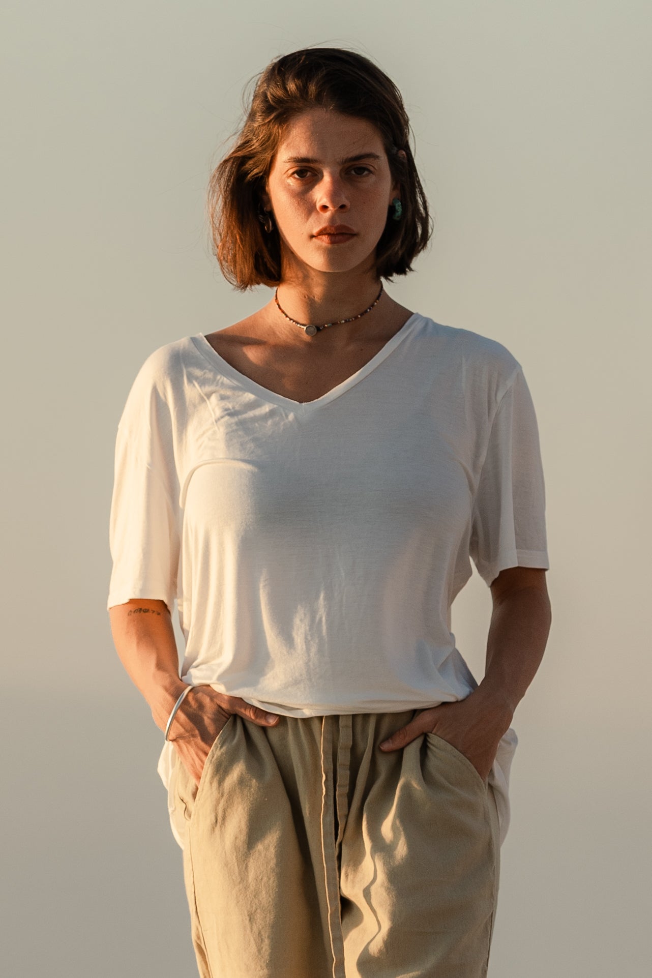 BenBen Drift - V Neck T Shirt - White
